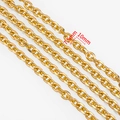 Close-up of 7.5mm gold plated aluminum flat O-chain links with precise dimensions - 1 Meter/Pack / KC Gold