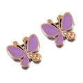 DIY purple butterfly charms with golden edges and yellow crystals for jewelry making - Purple