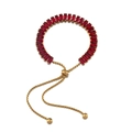 Adjustable gold-plated bracelet featuring vibrant red rectangular-cut gemstones - 1 Piece/Pack / Gold-Red