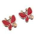 Red butterfly accessories with gold trim and rhinestones for DIY jewelry making - Red