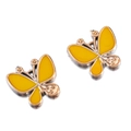 Golden butterfly jewelry accessory with yellow enamel and small sparkling crystals - Yellow