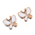 DIY butterfly hair clip charms in gold-plated metal with white enamel finish - White