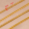 Golden 6mm stainless steel leaf chain diy jewelry component for necklaces and bracelets - 1 Meter / Gold