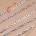 6mm stainless steel silver leaf chain for DIY jewelry making and tassel accessories - 1 Meter / Steel