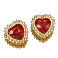 Golden heart crystal buckle with red rhinestone center and white diamond trim for DIY hair crafts - Red
