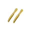 Detailed macro shot of two miniature golden alloy toy knives for DIY dollhouse accessories - Gold Disposable Knives