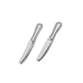 Set of 2 vintage silver alloy miniature dinner knife pendants for DIY jewelry making - Antique Silver Knife