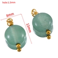 Green natural stone charm with gold finish metal beads for DIY jewelry making - 10 Pieces Pack / Green