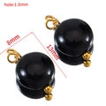 Pendente in agata nera lucida con gancio in metallo dorato, misura 8mm x 13mm - Confezione da 10 / Nero