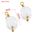 8mm white natural stone bead pendant with gold metal wrap for DIY jewelry making - 10 Pieces Pack / White
