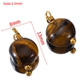Handcrafted tiger eye stone pendant with gold wire wrap for jewelry DIY projects - 10 Pieces Pack / Brown