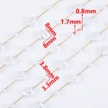 Gold plated stainless steel chain with 8mm baroque imitation pearls and clear beads - 0.5 Meters/Pack / Model 01 Gold