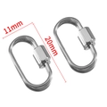 Polished silver stainless steel 11x20mm oval quick links for jewelry making - 01 Thin Oval Hexagon Connector / Steel
