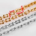 Polished stainless steel rectangular open link chain for DIY jewelry making in gold and silver - Gold