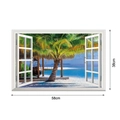 Adesivo murale 3D spiaggia e palme con effetto finestra 38x58cm per la casa - Paesaggio Balneare (KS6681-S)