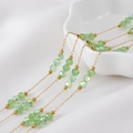 Green faceted beads and gold stainless steel chain link DIY necklace jewelry part - 【1 Meter / Pack】 / Light Green