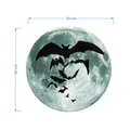 Detaillierter 30 cm runder Halloween Wandtattoo mit Mondstruktur und Fledermausmotiven - Mond Fledermaus Leuchtstil (4378285355878) / Durchmesser 30cm