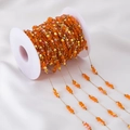 Orange AB crystal beads on a gold stainless steel chain for DIY jewelry making - 【1 Meter / Pack】 / Red