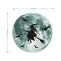 Pegatina de pared Halloween luna luminosa 30cm con siluetas de bruja y murciélagos - Bruja 1 (Diámetro 30CM)