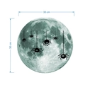 Adesivo murale luminoso di Halloween con luna da 30 cm e motivi di ragni neri appesi - Stile Luna Ragno