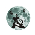 Pegatina de pared luminosa de Halloween con silueta de castillo y fantasmas en luna - Diámetro 30cm