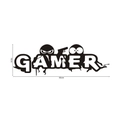 Detailed view of GAMER wall decal showing 58cm length and 19cm height dimensions - 58*19CM