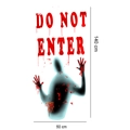 Detailed size chart for bloody shadow Halloween door sticker measuring 140cm by 50cm - DO NOT ENTER Silhouette Style (KSW13L-1)