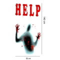 Bloody HELP letters and silhouette shadow wall decal for Halloween decor, 140x50cm - HELP Silhouette Style (KSW13L-2)