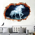 3D-Wandtattoo mit galaktischem Einhorn und Sternenhimmel für Wohnzimmer Deko - Einhorn Sternenhimmel Kristall Stil (KSD8844)