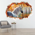 3D muursticker met aquarel eenhoorn en gebroken muur effect voor de kinderkamer - Eenhoorn Herfstbos Stijl (KSD8837)