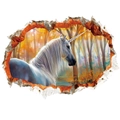 3D-Aquarell Einhorn Wandtattoo mit realistischem Mauerdurchbruch für Kinderzimmer - 50cmX70cm