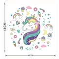 Detail of pink cartoon unicorn wall sticker with stars and rainbow patterns, 48cm size - Crown Rainbow Unicorn (KSD8821) / KSD8821-48*48CM