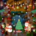 Pegatinas navideñas para ventanas con Papá Noel, renos y árbol decorado festivo - 60*90cm