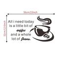Vinilo decorativo de cocina con frase de Jesús y café, dimensiones 56 cm x 32 cm - 56x32cm / Negro