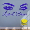 Dunkelblaues Lash & Brows Wandtattoo mit Augen-Motiv für Kosmetikstudio Deko - Groß / Lila