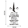 Adesivo murale unicorno con citazione motivazionale, 60cm x 18cm per cameretta bimbi - 2S (18x60cm) / Nero