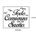 Spanish wall sticker Todo Comienza con un Sueño with seagull silhouettes size 55x45cm - 55*45cm
