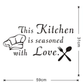 Dimensioni dettagliate per adesivo murale in vinile Kitchen is seasoned with Love - 31*59CM / Nero