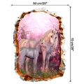 Détail d'autocollant mural 3D avec licorne rose et cerisier de taille 50x70cm - 50*70CM