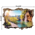 Detailansicht 3D Wandtattoo mit Wasserfall und Wald Motiv in den Maßen 70x50 cm für Wände - Klein