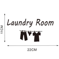 Dimensions du sticker mural Laundry Room indiquant une largeur de 22cm et 11cm de haut - Petite Taille