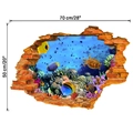 Detailansicht der 3D-Unterwasser-Wandtattoo mit Meeresschildkröte und Maßen 70x50 cm - Größe S-50*70