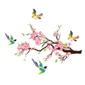 Détail de fleurs de prunier roses et oiseaux colorés sticker mural pour décoration - Style orienté vers la gauche