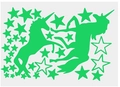 Vista detallada de pegatinas de pared luminosas con unicornios y estrellas brillantes - D-70