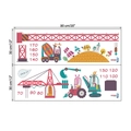 Detail view of cartoon construction crane height chart sticker with 90x30cm layout size - 950-30*90CM X 2 Sheets