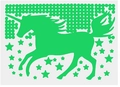 Pegatinas de pared de unicornio y estrellas fluorescentes en material verde brillante - D-7