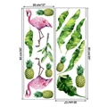 Adesivi murali tropicali con fenicotteri e foglie di palma, formato 30x90cm per pezzo - Stile Fenicottero E Foglie Tropicali