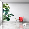 Sticker mural feuilles de monstera style nordique pour salon et chambre à coucher - Style Tourné Vers La Droite (KS6757-Y)