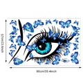 Maßangaben von 90x57cm für Wandtattoo mit blauem Schmetterling und Augenmotiv - L-58x90cm