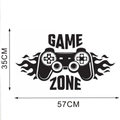 Dettaglio dell'adesivo da parete Game Zone con dimensioni precise di 57 cm di larghezza e 35 - 35x57cm / Nero